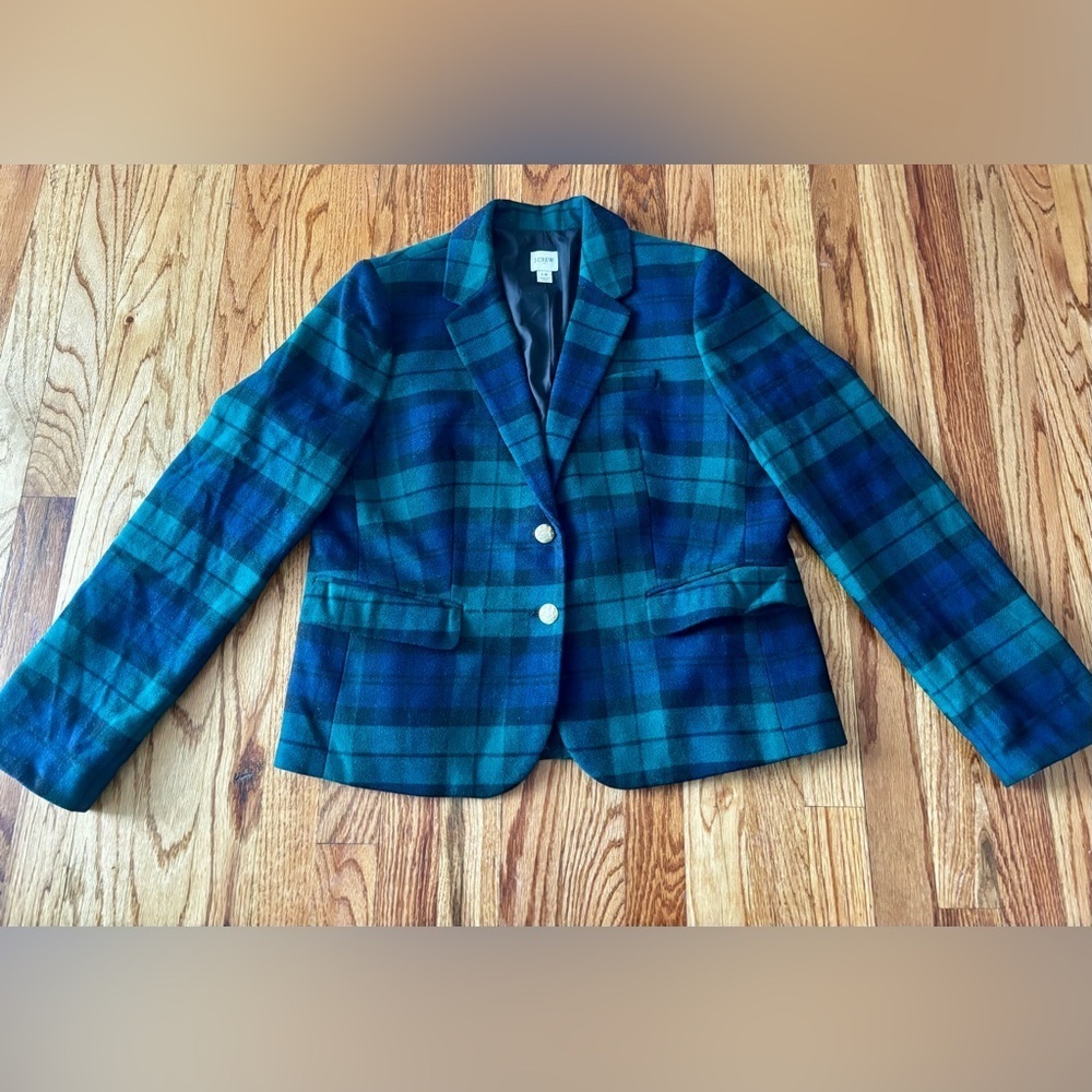 J. Crew Black watch Plaid Blazer - Size 14 - Wool Blend
